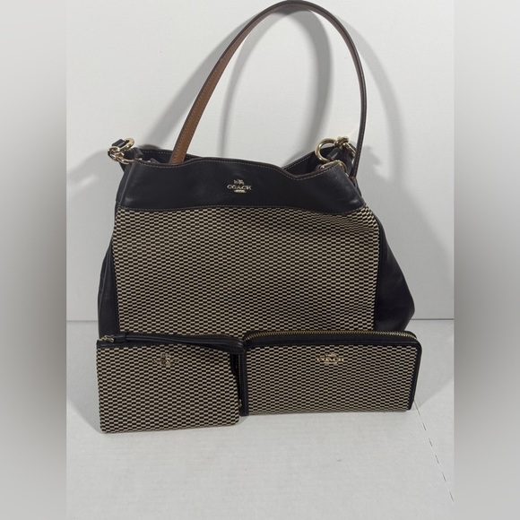 Women’s Coach Lexy Legacy Jacquard Tote Shoulder Bag...